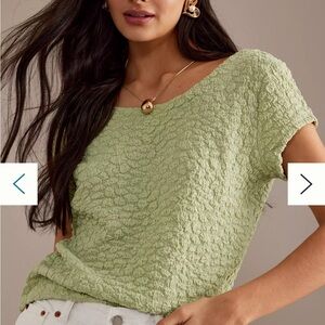 Anthropologie Green Popcorn Fabric Crop Top